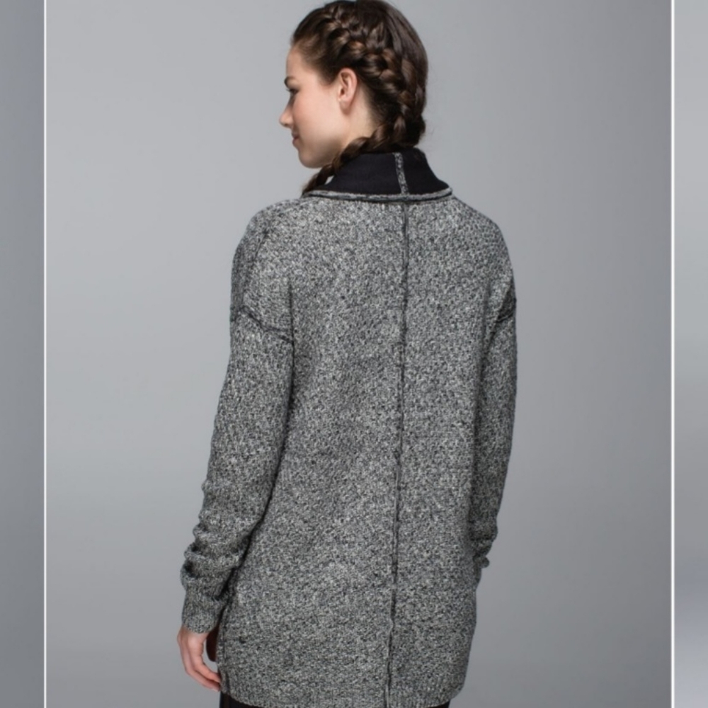 LULULEMON Post Practice Cardigan Ghost Black Knit - Picture 4 of 13